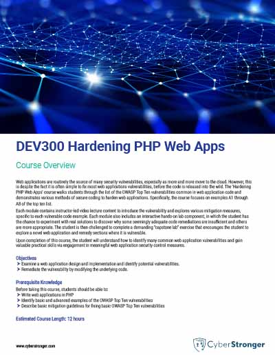 DEV300 – Hardening PHP Web Apps