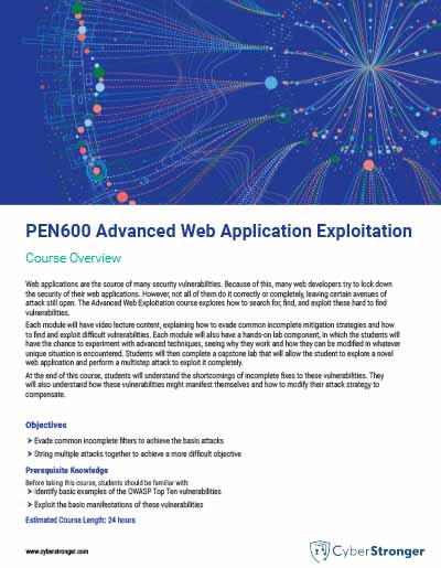 PEN600 – Advanced Web Application Exploitation