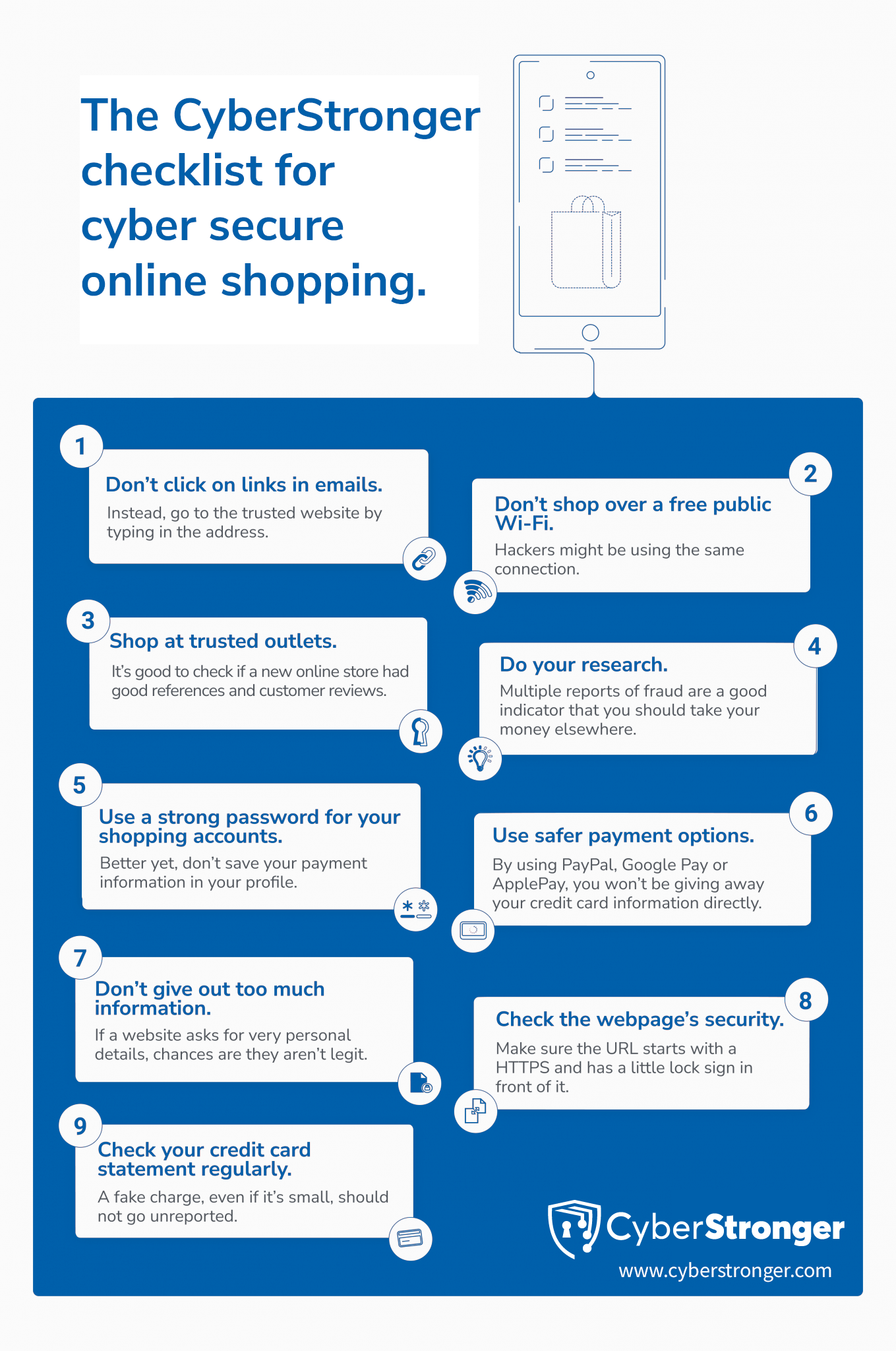 The CyberStronger checklist for cybersecure online shopping